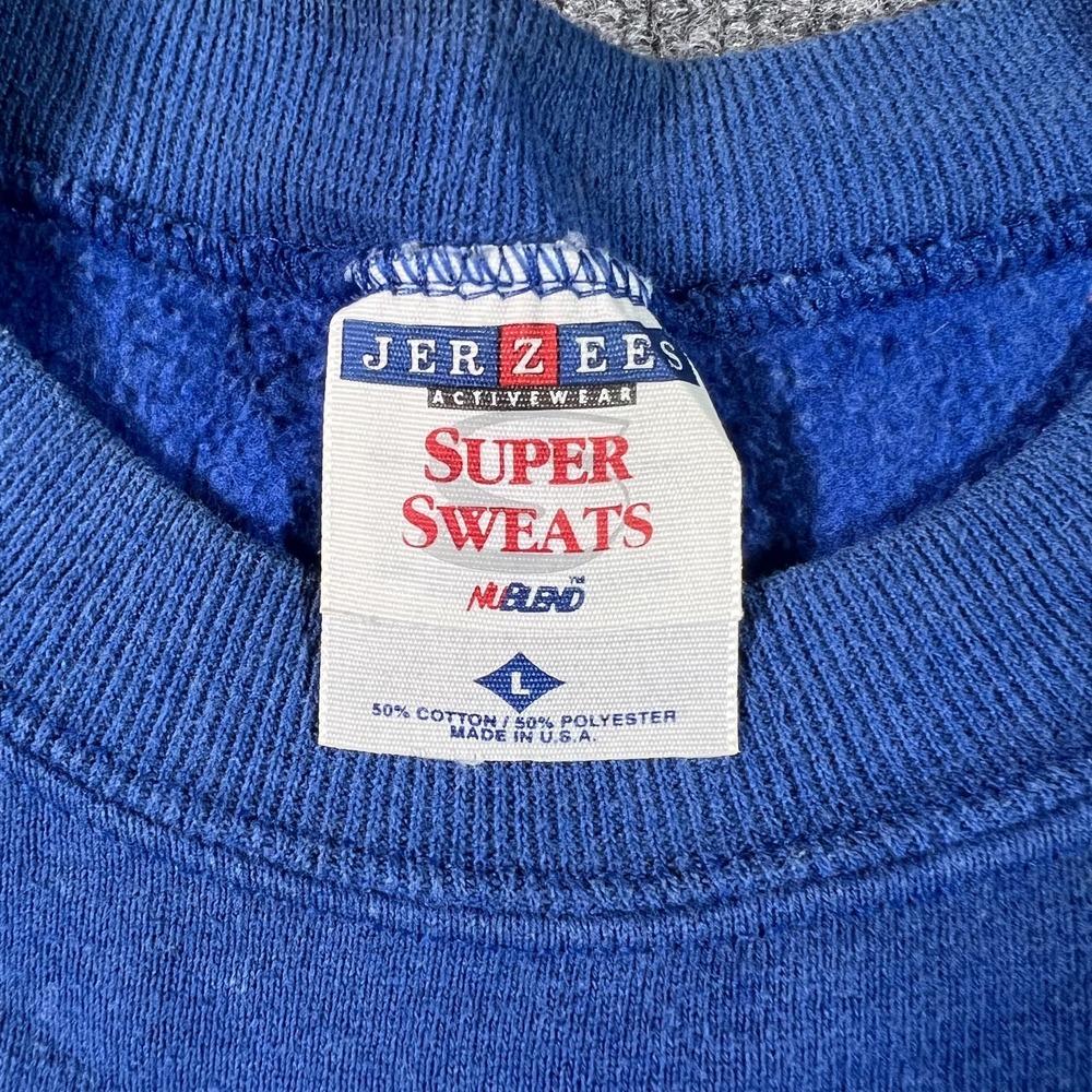 Vintage Jerzees Super Sweats Mens Large Blue G Lions Applique Pullover USA Made - Picture 5 of 11